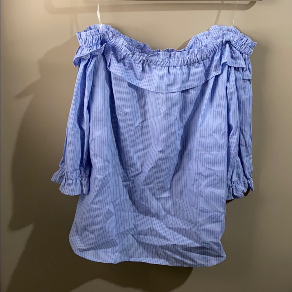 Blue and white blouse
